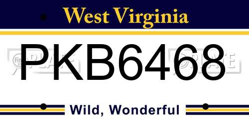 PKB6468 West Virginia License Plate