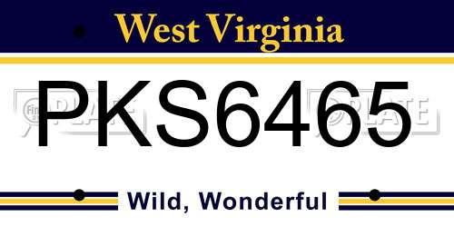 PKS6465 West Virginia License Plate