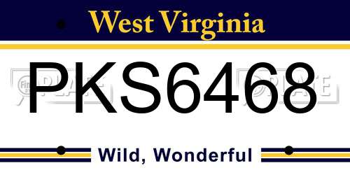 PKS6468 West Virginia License Plate