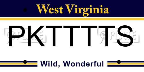PKTTTTS West Virginia License Plate