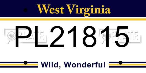 PL21815 West Virginia License Plate