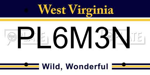 PL6M3N West Virginia License Plate