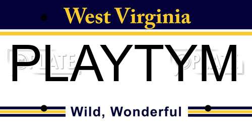 PLAYTYM West Virginia License Plate