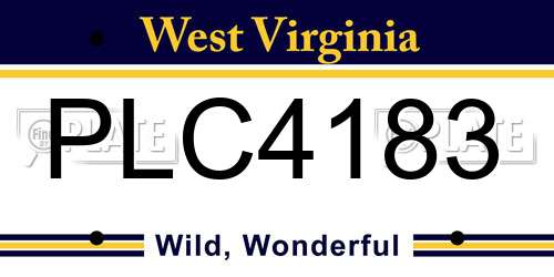 PLC4183 West Virginia License Plate