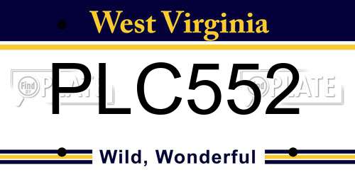PLC552 West Virginia License Plate