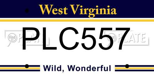 PLC557 West Virginia License Plate
