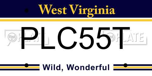 PLC55T West Virginia License Plate