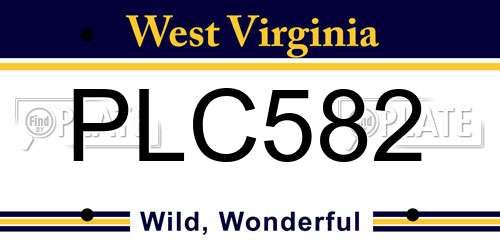 PLC582 West Virginia License Plate