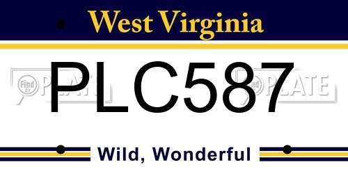PLC587 West Virginia License Plate