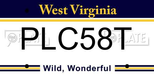 PLC58T West Virginia License Plate