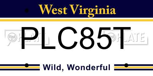 PLC85T West Virginia License Plate