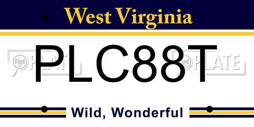 PLC88T West Virginia License Plate
