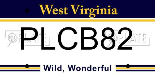 PLCB82 West Virginia License Plate