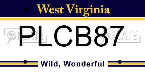 PLCB87 West Virginia License Plate