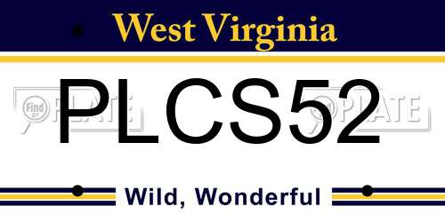 PLCS52 West Virginia License Plate
