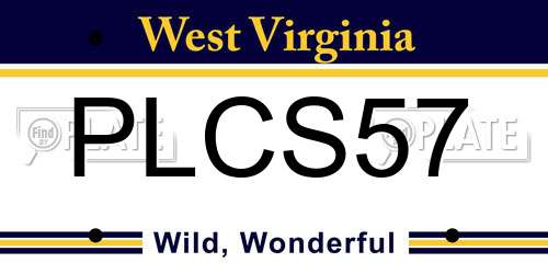 PLCS57 West Virginia License Plate
