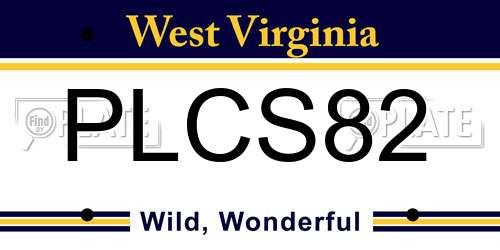 PLCS82 West Virginia License Plate