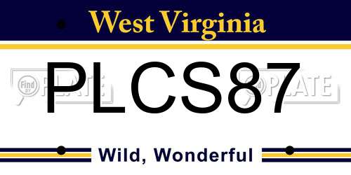 PLCS87 West Virginia License Plate