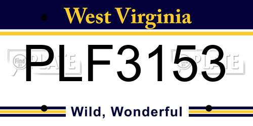 PLF3153 West Virginia License Plate