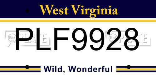 PLF9928 West Virginia License Plate