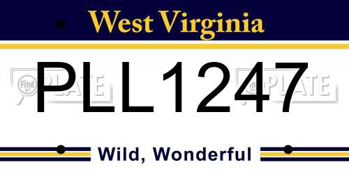 PLL1247 West Virginia License Plate