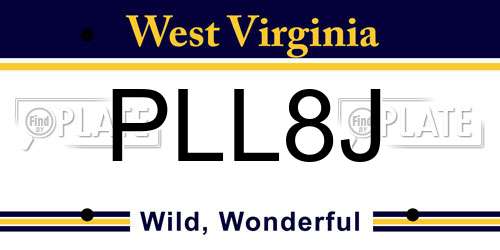 PLL8J West Virginia License Plate