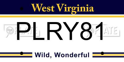 PLRY81 West Virginia License Plate