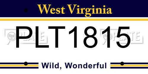 PLT1815 West Virginia License Plate