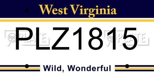 PLZ1815 West Virginia License Plate