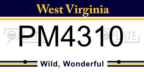 PM4310 West Virginia License Plate