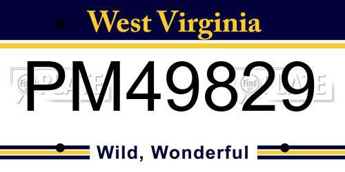 PM49829 West Virginia License Plate