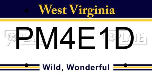 PM4E1D West Virginia License Plate