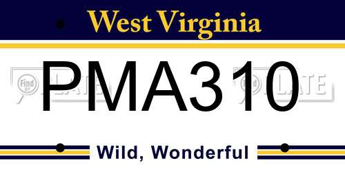 PMA310 West Virginia License Plate