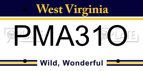 PMA31O West Virginia License Plate