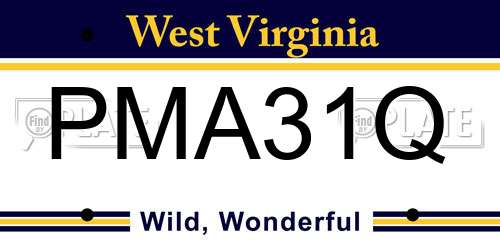 PMA31Q West Virginia License Plate