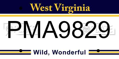 PMA9829 West Virginia License Plate