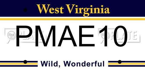 PMAE10 West Virginia License Plate
