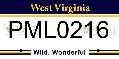 PML0216 West Virginia License Plate