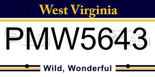 PMW5643 West Virginia License Plate