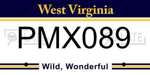 PMX089 West Virginia License Plate
