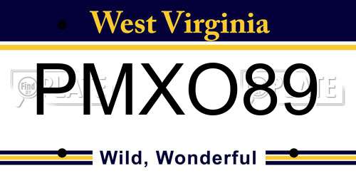 PMXO89 West Virginia License Plate