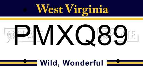 PMXQ89 West Virginia License Plate