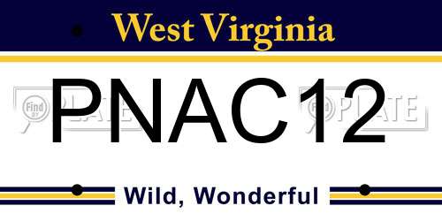PNAC12 West Virginia License Plate