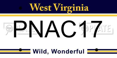 PNAC17 West Virginia License Plate