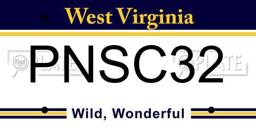PNSC32 West Virginia License Plate