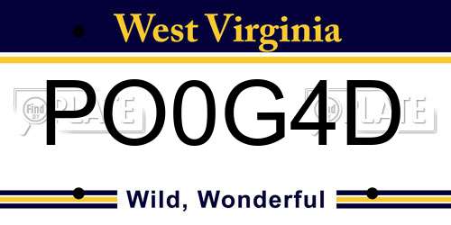 PO0G4D West Virginia License Plate