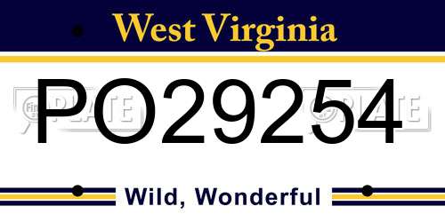 PO29254 West Virginia License Plate