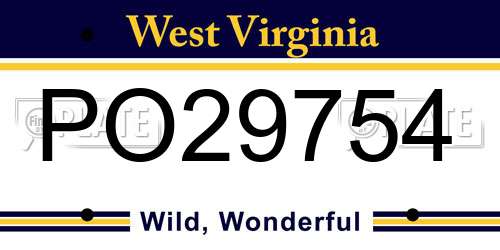PO29754 West Virginia License Plate