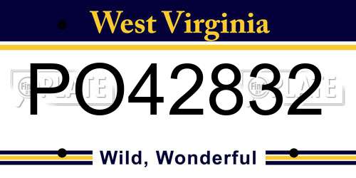 PO42832 West Virginia License Plate