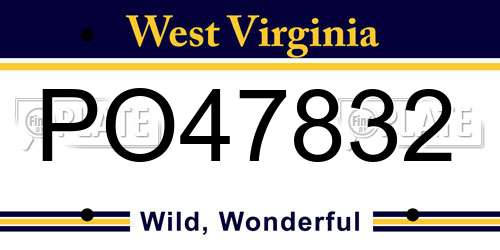 PO47832 West Virginia License Plate